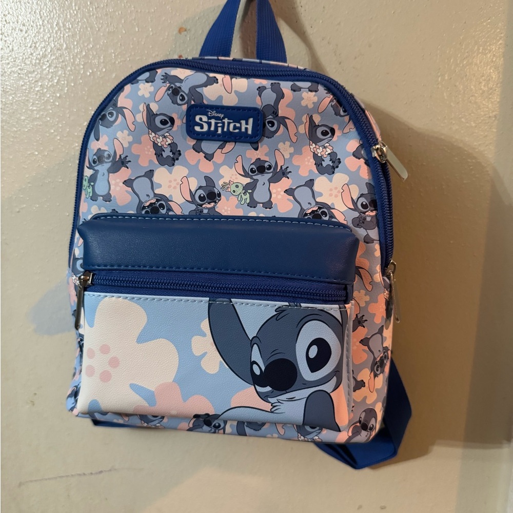 Disney Stitch Kids Backpack - Blue and Pink Floral
